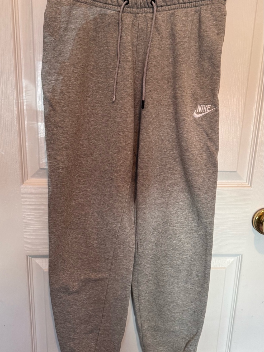 Nike Women’s Gray Fleece Joggers with White Logo